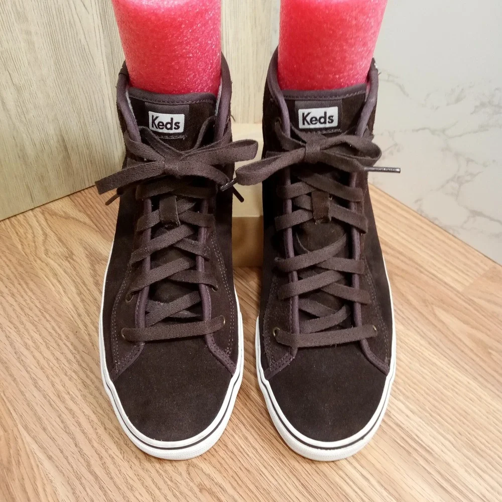 Keds Suede High Top Womens Sz 9 EU 40‎ Brown Lace Up Shoe Sneaker Faux Fur Lined